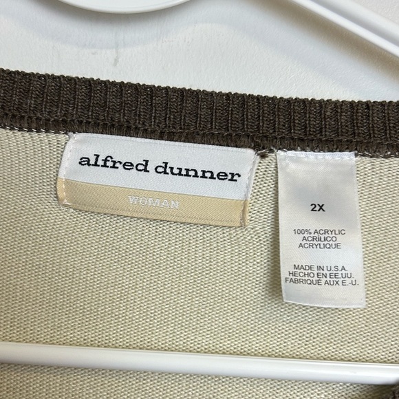 VTG Alfred Dunner 2X Cardigan Sweater Button Down Striped Gold Shiny Preppy - Picture 7 of 13